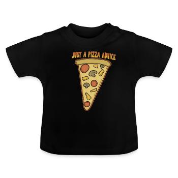 Juste un cadeau Pizza Advice, look partenaire - T-shirt bio col rond Bébé - noir - Devant
