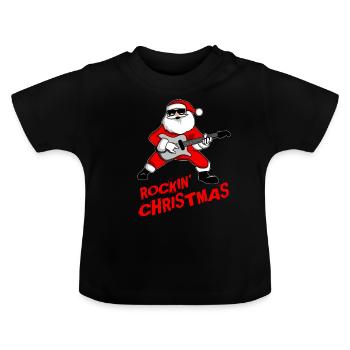 Rock n Roll Santa Christmas Christmas Guitar Gift - T-shirt bio col rond Bébé - noir - Devant