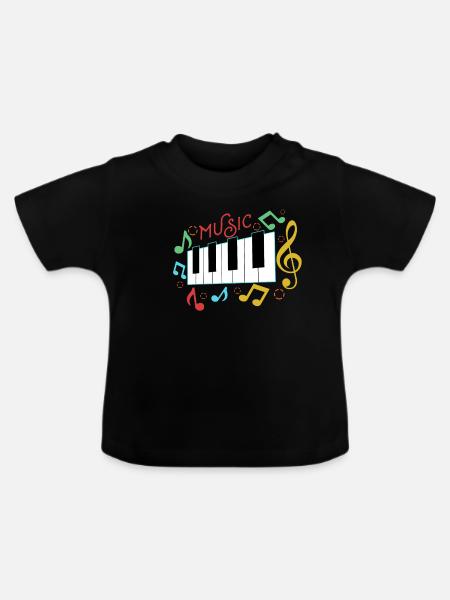 Music - Baby Organic T-Shirt with Round Neck - black