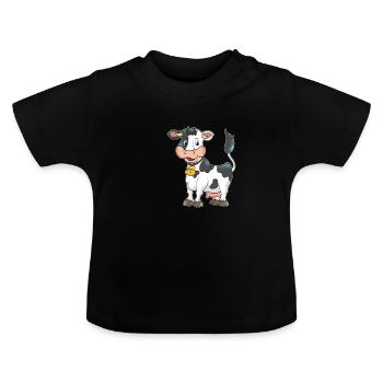 Kuh Milchkuh Landleben Bauernhof Bauer Geschenk - Baby Bio-T-Shirt mit Rundhals - Schwarz - Vorne