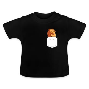 Brathähnchen Brusttasche Lustig Huhn Spaß Geschenk - Baby Bio-T-Shirt mit Rundhals - Schwarz - Vorne