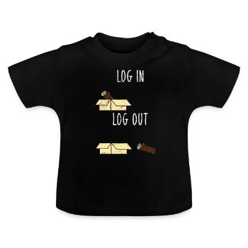 Computer Science Joke Log In Log Out Nerd Office Gift - Baby Organic T-Shirt with Round Neck - black - Front