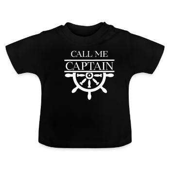 Appelez-moi capitaine! Volant! - T-shirt bio col rond Bébé - noir - Devant
