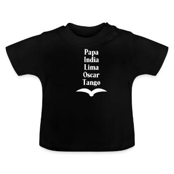 Alphabet pilote PILOT | Billet d'avion - T-shirt bio col rond Bébé - noir - Devant