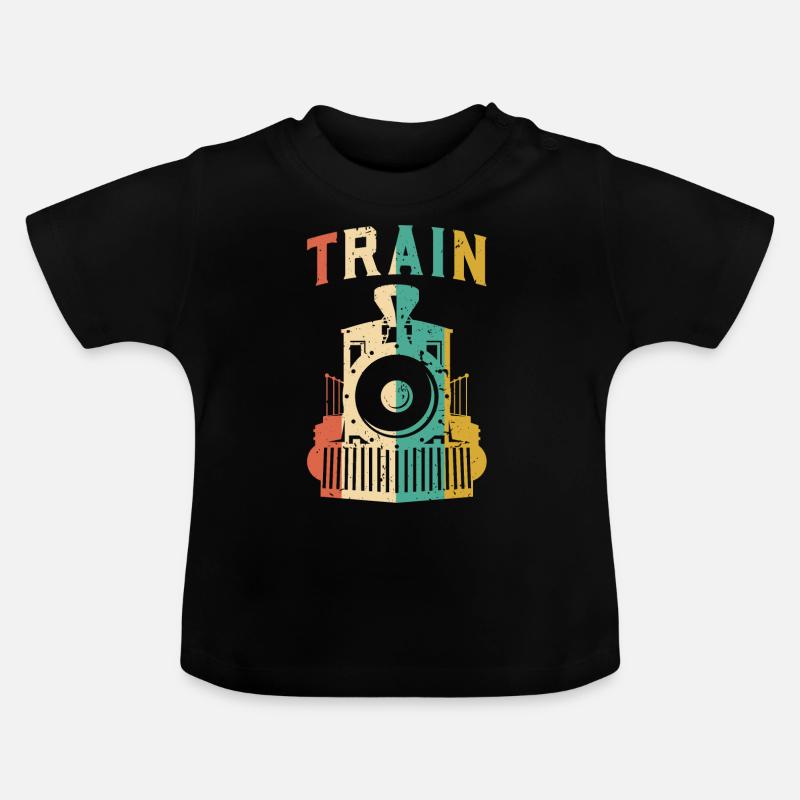 train - T-shirt bio col rond Bébé - noir