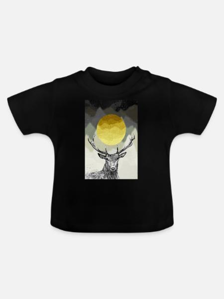 Hirsch - Baby Bio-T-Shirt mit Rundhals - Schwarz