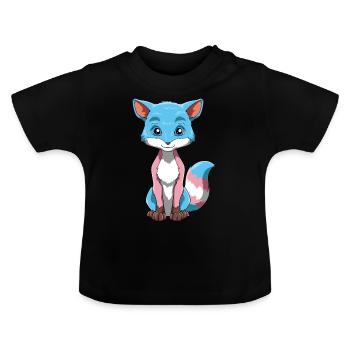 Doux renard transgenre - T-shirt bio col rond Bébé - noir - Devant