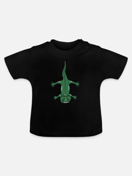 Krokodil Reptil herab - Baby Bio-T-Shirt mit Rundhals - Schwarz