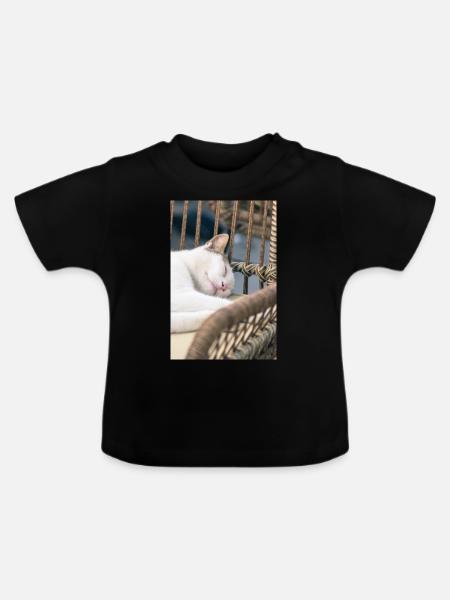Sleeping Cat - Baby Bio-T-Shirt mit Rundhals - Schwarz