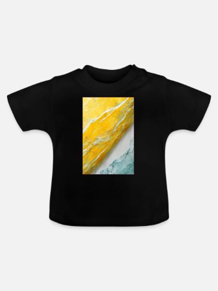 Abstract 4d Pastel Yellow - Baby Bio-T-Shirt mit Rundhals - Schwarz