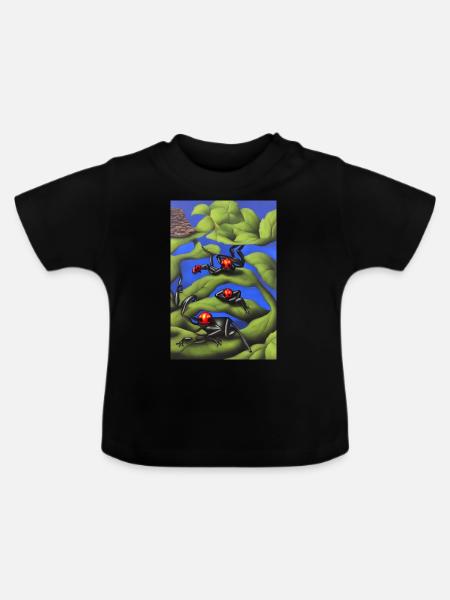 Frösche auf Pflanze - Baby Bio-T-Shirt mit Rundhals - Schwarz