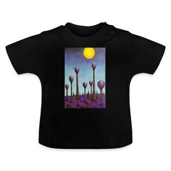 Forêt de champignons - T-shirt bio col rond Bébé - noir - Devant