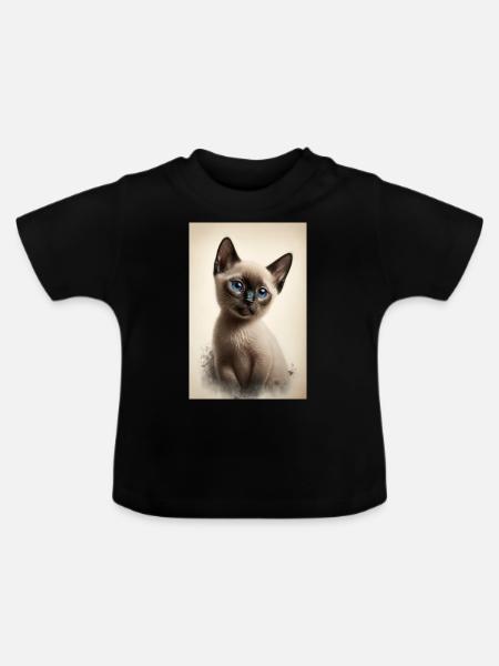 Siamesisches Kätzchen - Baby Bio-T-Shirt mit Rundhals - Schwarz