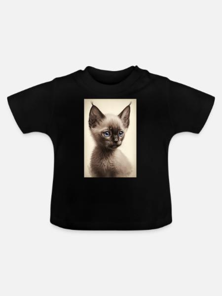 Siamesisches Kätzchen - Baby Bio-T-Shirt mit Rundhals - Schwarz