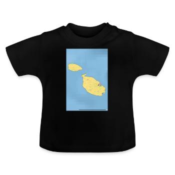 Malta Map - Baby Organic T-Shirt with Round Neck - black - Front