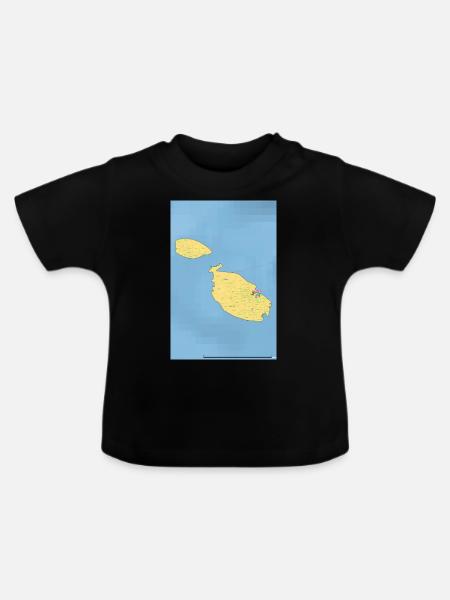 Malta Karte - Baby Bio-T-Shirt mit Rundhals - Schwarz