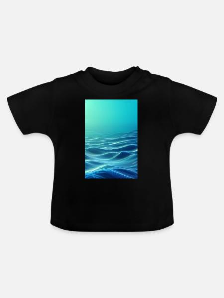 Low-Poly Wave - Baby Bio-T-Shirt mit Rundhals - Schwarz