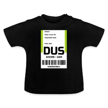 Flughafen Reise Etikett Aufkleber Düsseldorf DUS - Baby Bio-T-Shirt mit Rundhals - Schwarz - Vorne