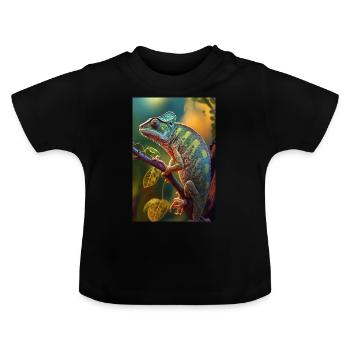 caméléon lézard reptile animal amphibiens cool - T-shirt bio col rond Bébé - noir - Devant