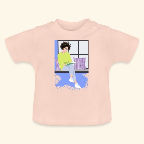 Amante de los libros - Camiseta orgánica para bebé con cuello redondo