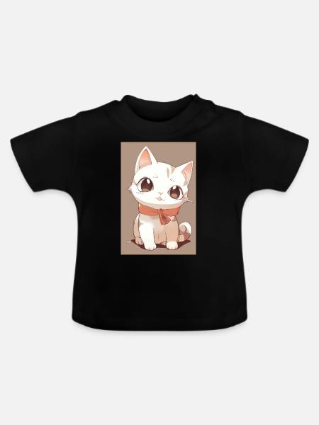 Lustige Katze - Baby Bio-T-Shirt mit Rundhals - Schwarz