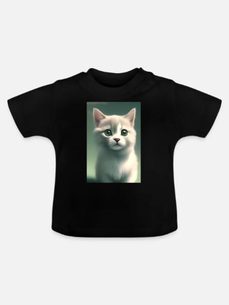 Süße Baby Katze - Baby Bio-T-Shirt mit Rundhals - Schwarz