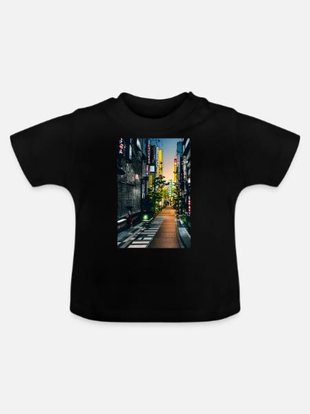 Tokio-Landschaft - Baby Bio-T-Shirt mit Rundhals - Schwarz