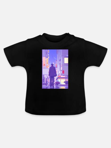 Tokio-Landschaft - Baby Bio-T-Shirt mit Rundhals - Schwarz