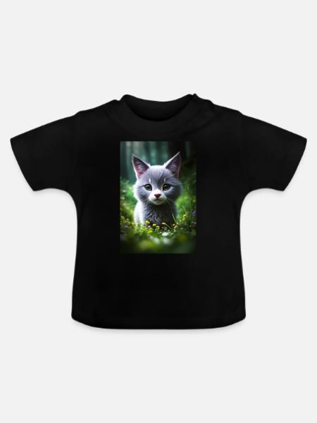Cute Kitty - Baby Bio-T-Shirt mit Rundhals - Schwarz