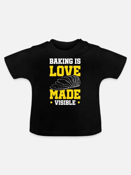 Baking is Love - Baby Bio-T-Shirt mit Rundhals - Schwarz