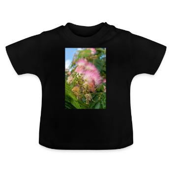 Persischer Seidenbaum auch rosa Seidenbaum auch Mimose - Baby Bio-T-Shirt mit Rundhals - Schwarz - Vorne