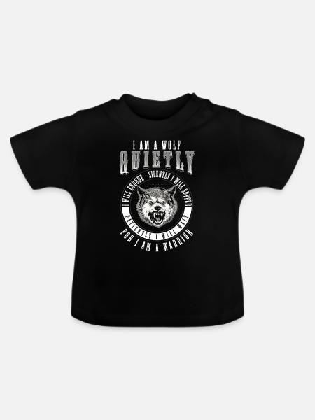 Wolf Nordisch Mond - Baby Bio-T-Shirt mit Rundhals - Schwarz
