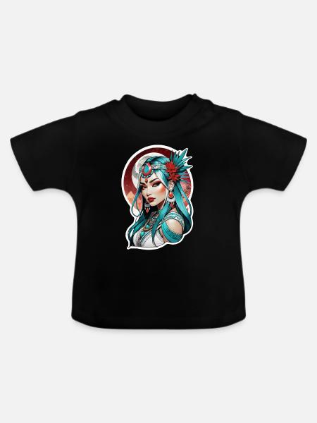 Indische Prinzessin - Aztek - Baby Bio-T-Shirt mit Rundhals - Schwarz