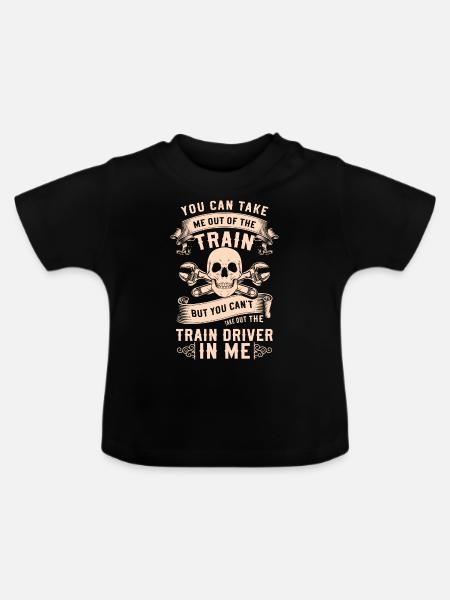 Zugführer Gleis Lok - Baby Bio-T-Shirt mit Rundhals - Schwarz