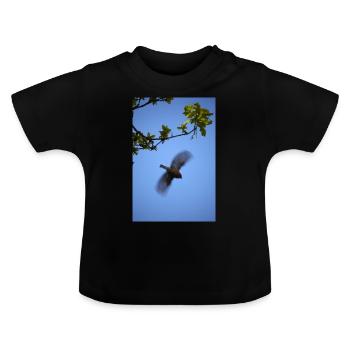 chêne pinson envol dans ciel bleu - T-shirt bio col rond Bébé - noir - Devant