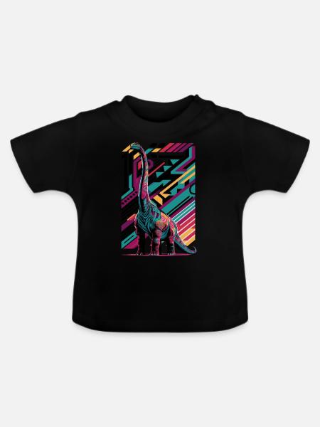 Langhals Brachiosaurus Dinosaurier - Baby Bio-T-Shirt mit Rundhals - Schwarz