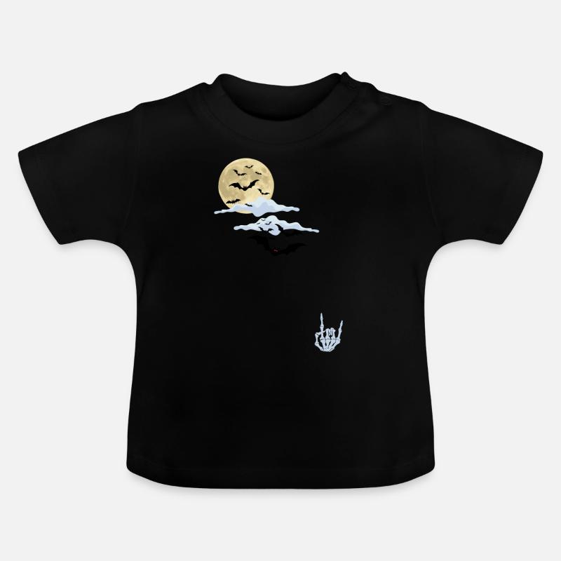 Halloween rockt - Baby Bio-T-Shirt mit Rundhals - Schwarz