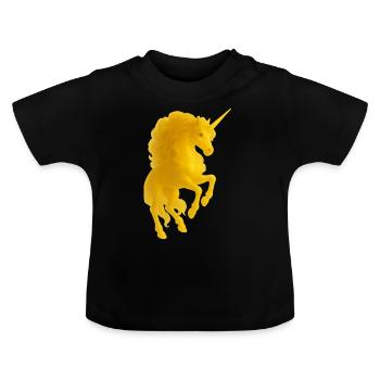 Licorne dorée - T-shirt bio col rond Bébé - noir - Devant