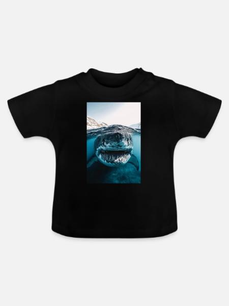 Mega Shark Nahbegegnung - Baby Bio-T-Shirt mit Rundhals - Schwarz