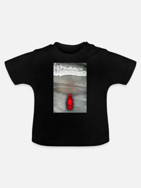 Rotes Boot am Grauen Ufer - Baby Bio-T-Shirt mit Rundhals - Schwarz