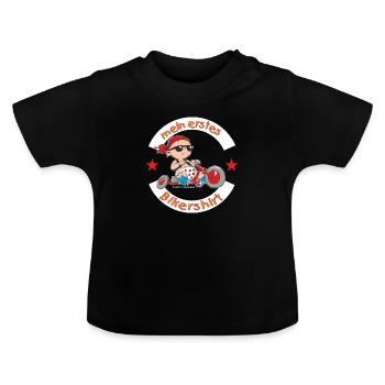 CD - mein erstes Biker Shirt - Motorrad Design für - Baby Bio-T-Shirt mit Rundhals - Schwarz - Vorne