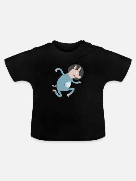 Schwein im All - Baby Bio-T-Shirt mit Rundhals - Schwarz