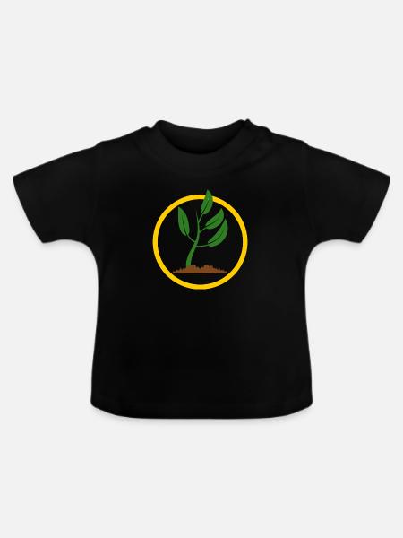 Setzlingemblem - Baby Bio-T-Shirt mit Rundhals - Schwarz