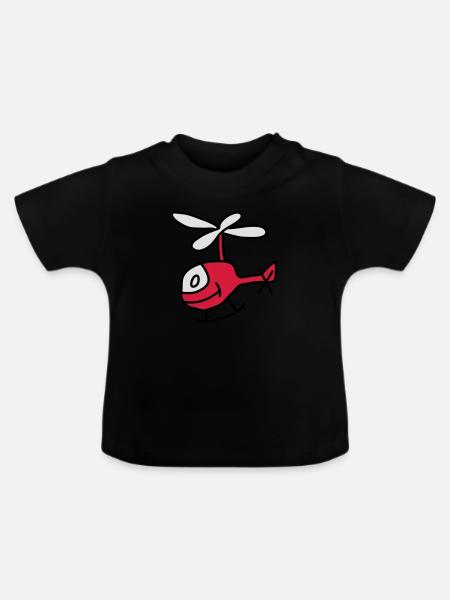Helicopter - Baby Bio-T-Shirt mit Rundhals - Schwarz