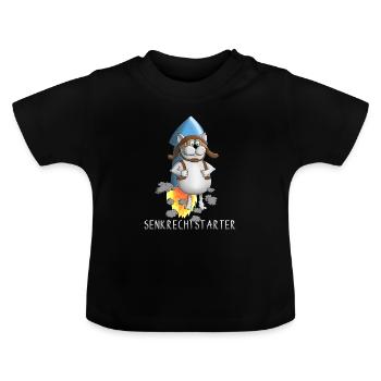 Lustige Rakete - Abheben - Start - Baby Bio-T-Shirt mit Rundhals - Schwarz - Vorne