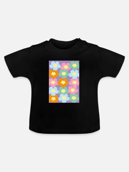 Flowerpower - Baby Bio-T-Shirt mit Rundhals - Schwarz