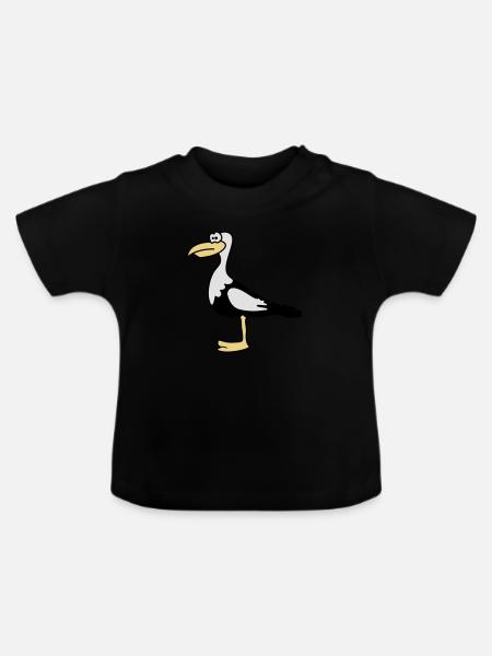 Möwe niedlich süße Tiermotive - Baby Bio-T-Shirt mit Rundhals - Schwarz