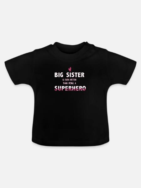Schwester - Baby Bio-T-Shirt mit Rundhals - Schwarz