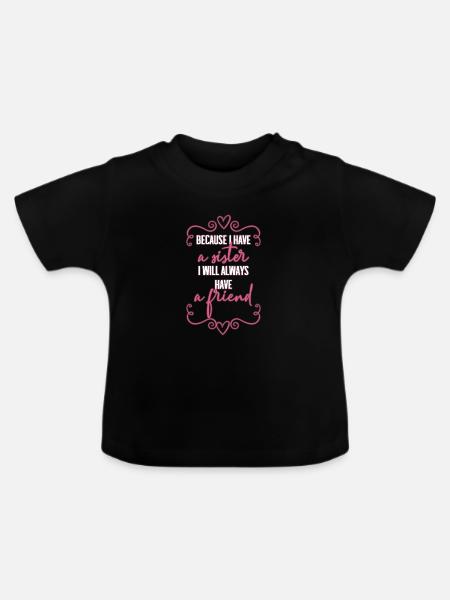 Schwester - Baby Bio-T-Shirt mit Rundhals - Schwarz