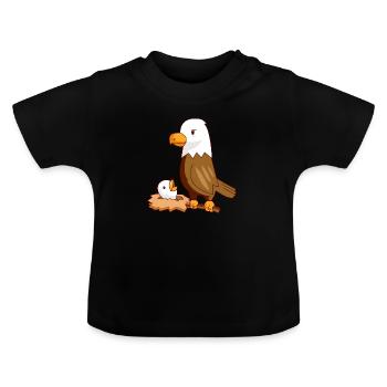 Adler Adlerbaby Nest Vogel - Baby Bio-T-Shirt mit Rundhals - Schwarz - Vorne